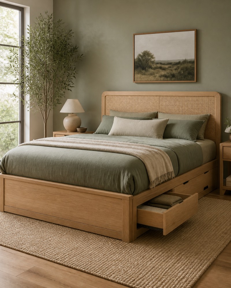 Cane panel bed