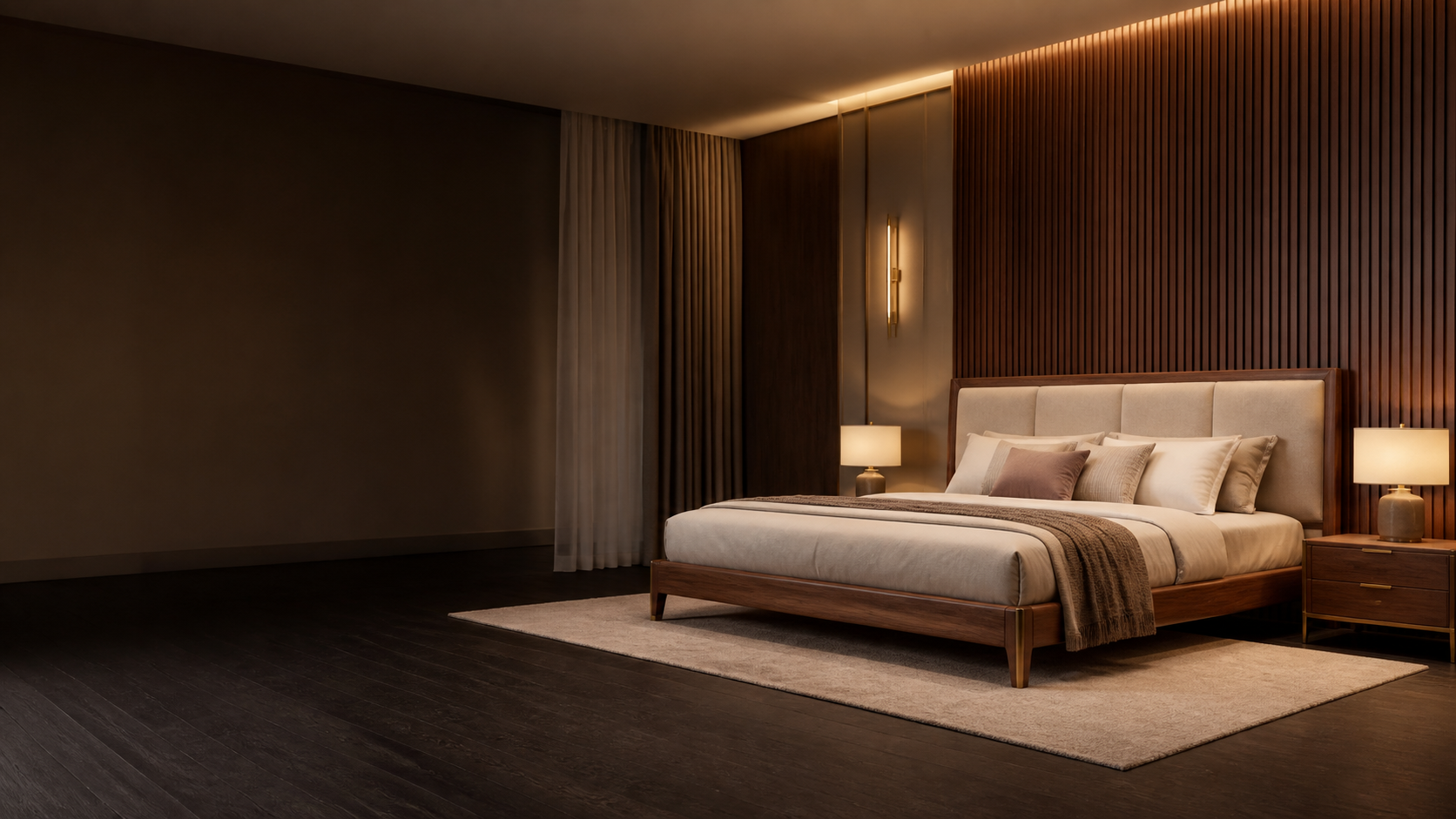 Dark wood bedroom