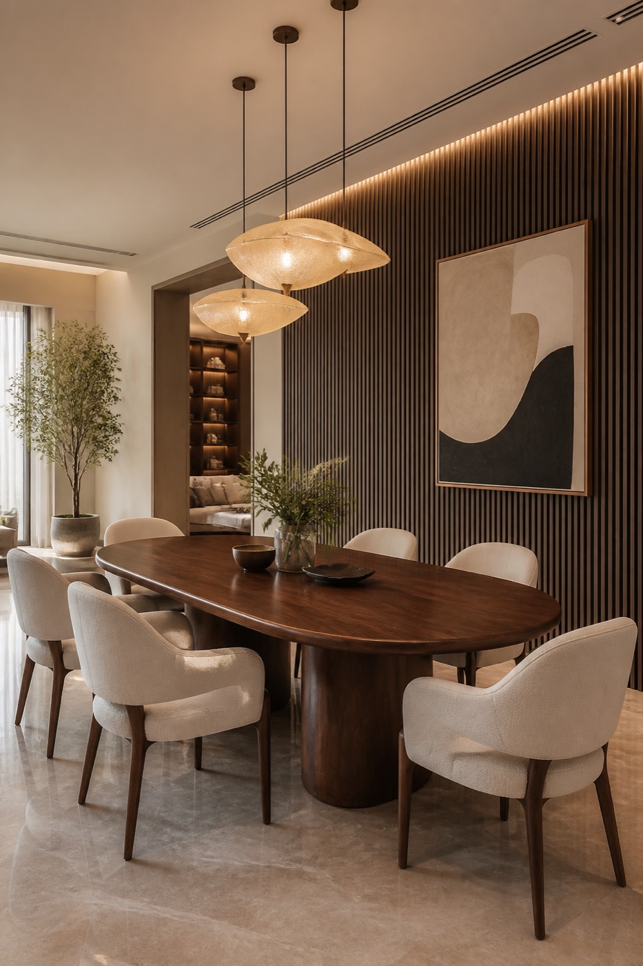 Oval walnut dining