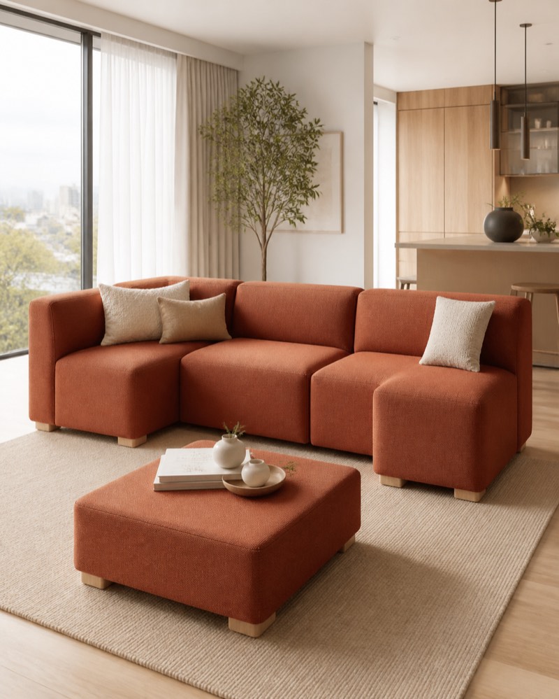 Terracotta modular sofa